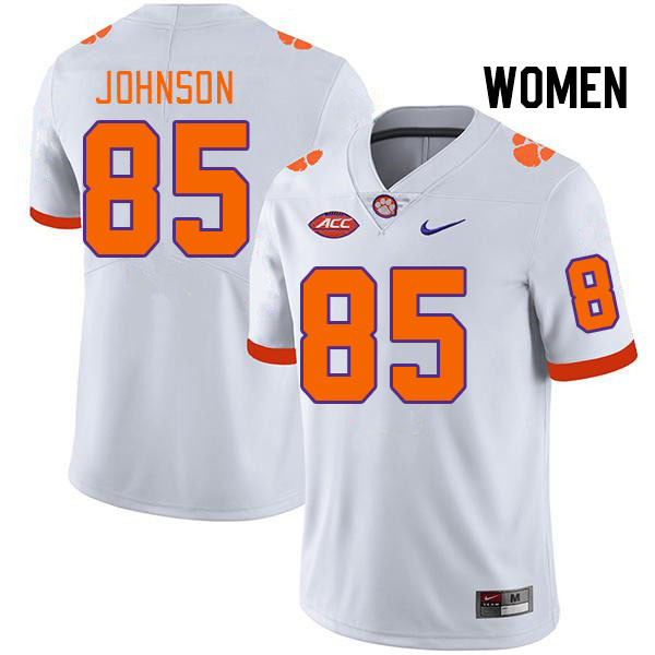 Women #85 Charlie Johnson Clemson Tigers College Football Jerseys Stitched Sale-White